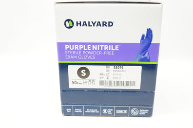 Halyard 55091 Purple Nitrile Sterile Powder-free Exam Gloves  50 Pairs (x)
